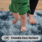 Soft Runner Rugs for Bedroom Hallways, 2x6 Tie-Dyed Blue Grey Fluffy Shag Throw - Image 8