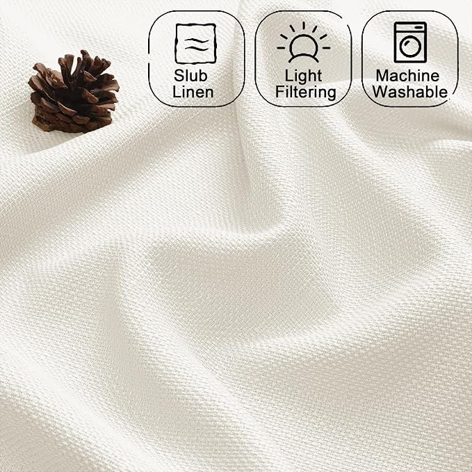 Chyhomenyc Cream Valance for Windows, Light Filtering Faux Linen Solid Short - Image 3