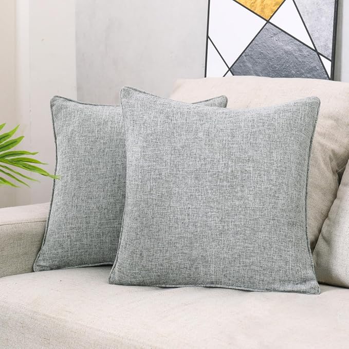 HPUK Linen Throw Pillow Covers Pack of 2, 18x18 Inch Accent Cushion Covers by HPUK