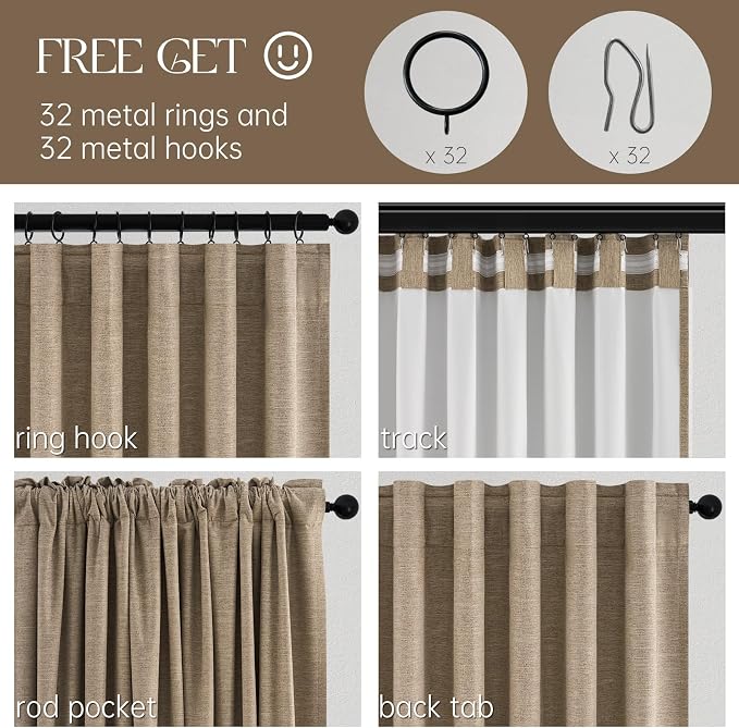 Topfinel Extra Long Total Blackout Linen Curtains 108 Inches Long - Image 5
