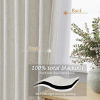 Guken 112 Inch Long Boho 100% Black Out Curtain 2 Panels Set, Linen Blackout - Image 4