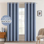 MIULEE Linen Texture Curtains for Bedroom Solid 100% Blackout Thermal Insulated by MIULEE