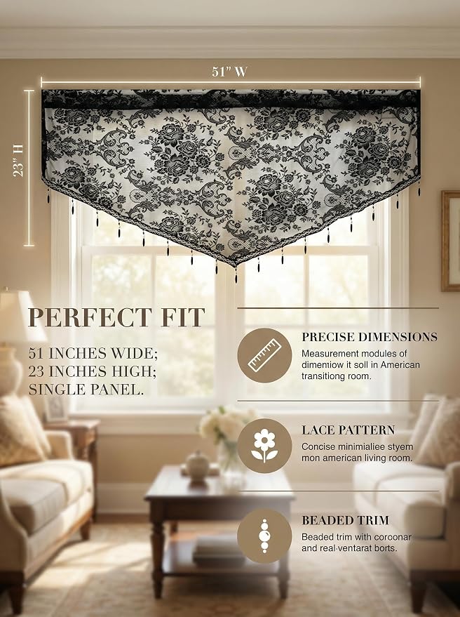 Molaxhome Swag Curtain 51 inch Length Rod Pocket Scalloped Curtain Valance - Image 4