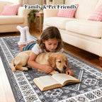 HEBE Washable Kitchen Rugs Runner 2'x 6', Non Slip Hallway Runner Rug, Low Pile - Image 3