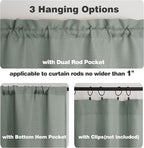Chyhomenyc Olive Green Valance for Windows, Light Filtering Faux Linen Textured - Image 4