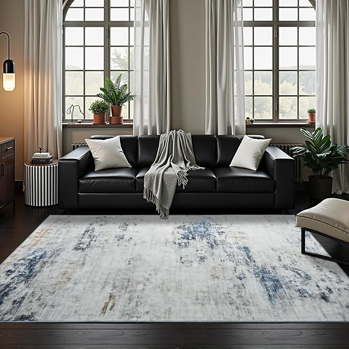 Toneed Abstract Area Rug Modern Washable Rug Soft Non Slip Rug Low Pile - Image 2