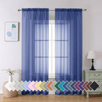 Aiyufeng Royal Blue Sheer Curtains 90 Inches Long 2 Panels Set, Semi by Aiyufeng