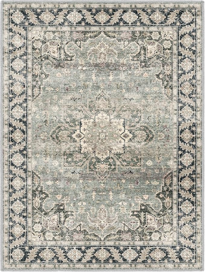 7X9 Area Rugs - 7X9 Washable Area Rug Indoor Vintage Rug Print Rug Low-Pile by PhonzenuoCarpet