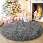 3'x3' Grey Round Rug for Bedroom, Ultra Soft Fluffy Circle Rug for Kids Girls - Image 7