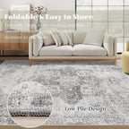 Area Rug 8x10 Washable Rug, Vintage Boho Medallion Rugs Non-Slip Soft Low Pile - Image 7