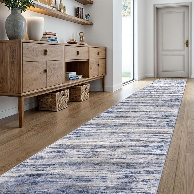 KOZYFLY Modern Abstract Washable Long Rug Runner 2.6x20 Hallway Rug Runner - Image 7