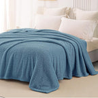 Whale Flotilla Twin Size Fuzzy Fleece Blanket, Fluffy Warm Soft Jacquard Bed - Image 4