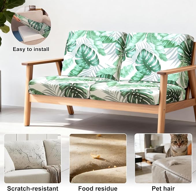 4Pcs Patio Stretch Cushion Covers, Outdoor Sofa Replacement Cover Slipcovers - Image 4