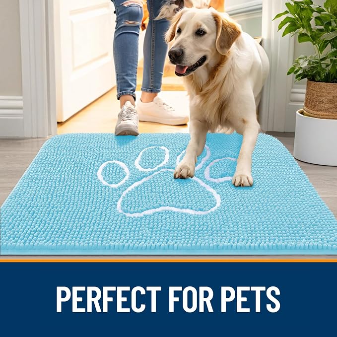 OLANLY Dog Door Mat for Muddy Paws 36x24, Paw Print Design, Absorbs Moisture - Image 6