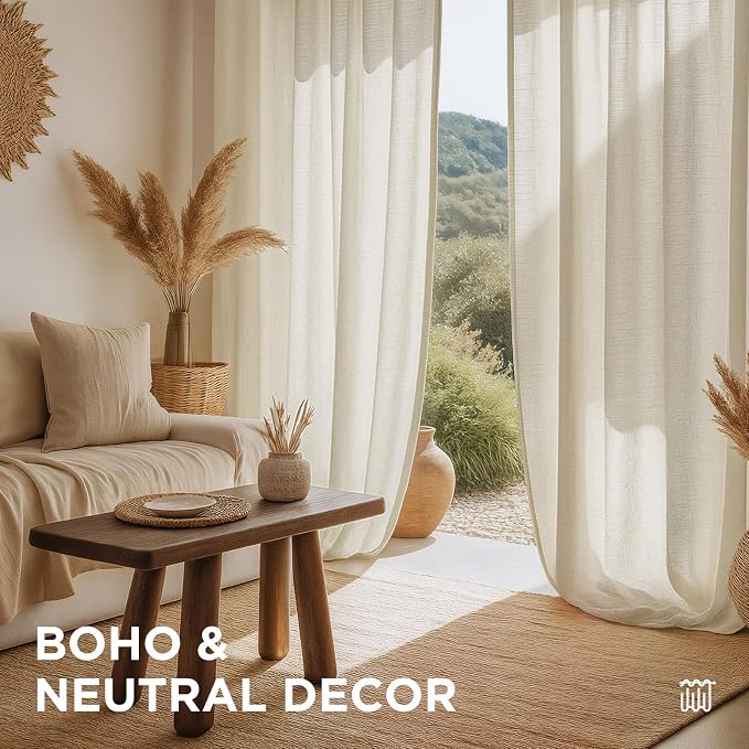 Joydeco Linen Curtains 96 inch Length 2 Panel Set, Light Filtering Curtain - Image 7