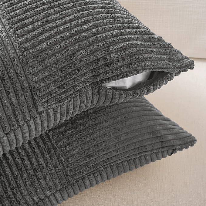 Fancy Homi 2 Packs Dark Gray Lumbar Decorative Throw Pillow Covers 16x26 Inch - Image 4