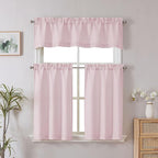 Chyhomenyc Blush Pink Valance for Windows, Light Filtering Faux Linen Textured - Image 2