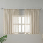 WAZZIO Boho Lace Curtains 54 Inches 2 Panel, Light Filtering Privacy Tassel & - Image 3