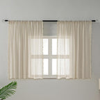 WAZZIO Boho Lace Curtains 45 Inches 2 Panel, Light Filtering Privacy Tassel & - Image 2