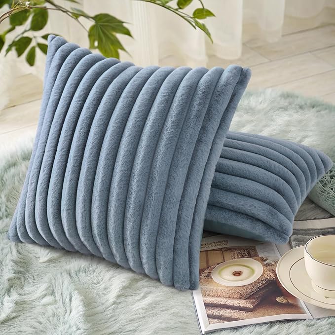 decorUhome Cozy Faux Fur Throw Pillow Covers 20x20 Set of 2 Decorative Soft - Image 4