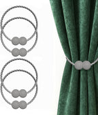 Hion Magnetic Curtain Tiebacks Grey 4 Pack, Curtain Tiebacks Buckles Holdbacks by Hion
