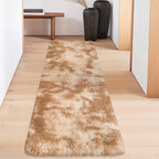 Super Soft Fluffy Living Room Area Rugs 2x6 ft Tie-Dyed Beige Shaggy Furry - Image 3