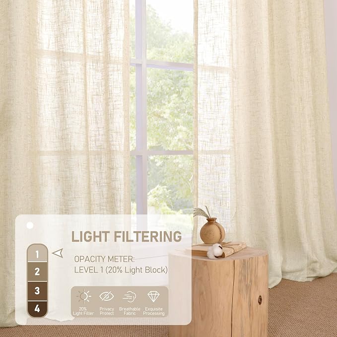 LAMIT Sheer Linen Curtains 80 Inch Length - Image 5