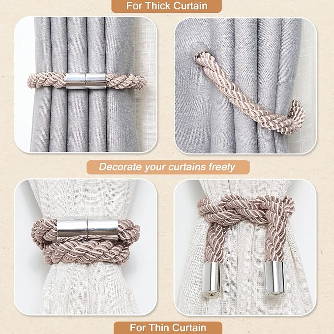 NICEEC 2 Pack Strong Magnetic Curtain Tiebacks Modern Simple Style Drape Tie - Image 6
