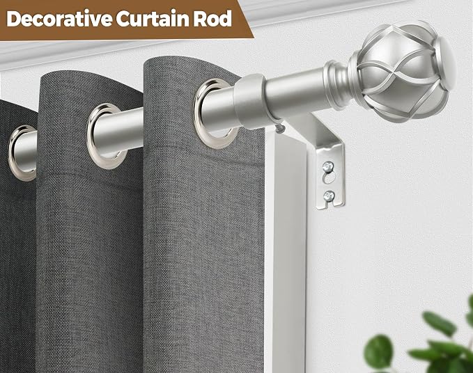 KAMANINA Curtain Rods for Windows, Antique Silver Curtain Rod 32 to 58 Inch - Image 5