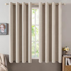 MIULEE Linen Textured Curtains for Bedroom Solid 100% Blackout Thermal by MIULEE