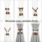 4 Pack Magnetic Curtain Tiebacks Cotton Hand Woven Tie Back Decorative Rope - Image 5