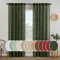MIULEE Olive Green Linen Curtains 84 Inch Length 2 Panels by MIULEE
