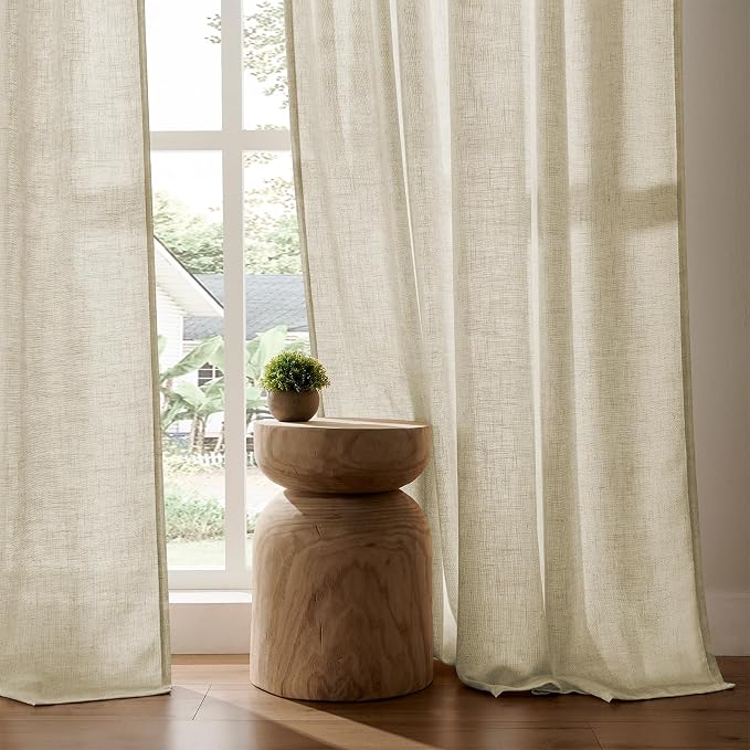 Joydeco Linen Curtains 90 Inch Length 2 Panel Sets, Light Filtering Curtains - Image 4