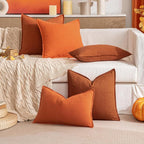 MIULEE Decorative Linen Pillow Covers 18x18 Inch Burnt Orange ​Boho Farmhouse​ - Image 8