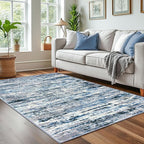 Lansny Modern Abstract 4x6 Living Room Washable Rug Non-Slip Soft Bedroom Area - Image 2