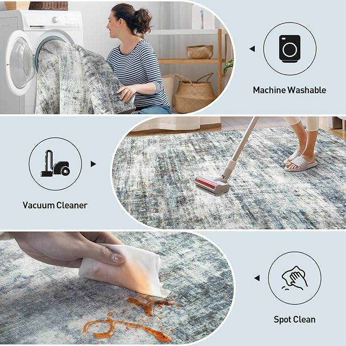 4x6 Area Rugs Washable Rug: Modern Abstract Living Room Rug Soft Anti-Skid Thin - Image 4