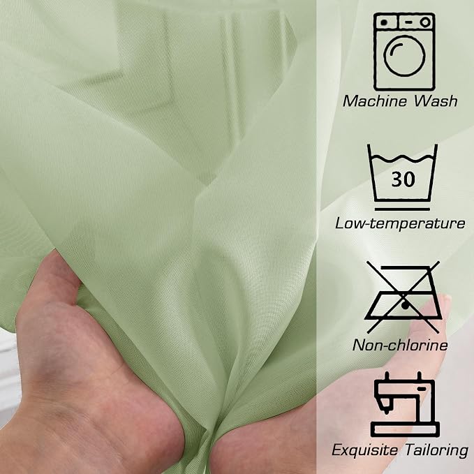 OWENIE Sheer Curtains 63 inch Length 2 Panels Set, Rod Pocket Voile Fimly Sheer - Image 3