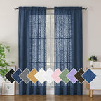 Simplebrand Navy Blue Sheer Curtains 72 Inch Length 2 Panels by Simplebrand