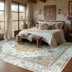 RELEANY Area Rugs 10'x12' Washable Non-Slip, Floral Vintage Distress Print - Image 2