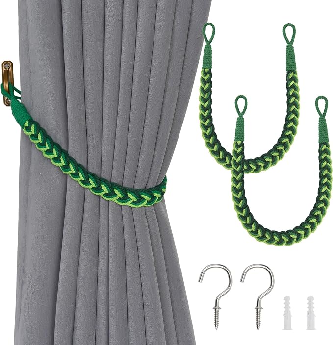 NICEEC 2 Pack Natural Cotton Rope Curtain Tiebacks Elegant Boho Style by NICEEC