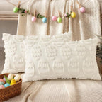 decorUhome Easter Cream White Egg Pillow Covers 12x20 Inch Set of 2, Soft Plush - Image 6