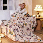 MSGKV Boho Throw Blanket for Bed Cotton Butterfly Twin Size Couch Blanket - Image 7