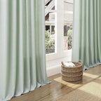 Nanspring Aqua Green Linen Curtains 102 Inches Long Rod Pocket Back Tab Drapes - Image 6