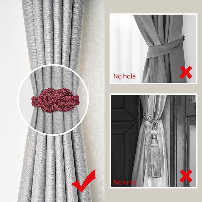 NICEEC 4 Pack Mini Magnetic Curtain Tiebacks Nordic Simple Style Drape Tie - Image 2