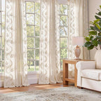 jinchan Belrose Linen Curtains for Bedroom Floral Curtains 63 Inch Length Linen - Image 3
