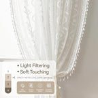 WAZZIO Boho Lace Curtains 2 Panels 63 Inches -Cute Vintage Victorian Sheer - Image 5