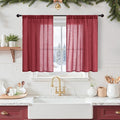 BGment Burgundy Linen Kitchen Window Curtains Over Sink 36 Inch Length by BGment