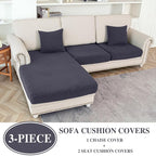 Couch Cushion Covers for Sectional Sofa L Shape Washable Separate Seat Chaise - Image 2