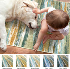 Lansny Modern Abstract Bedroom Runner Rug 2x7, Non-Slip Soft Thin Faux Wool Mat - Image 3