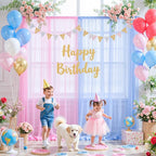 Pink and Blue Backdrop Curtain for Gender Reveal Girl and Boy Party Sheer Tulle - Image 3